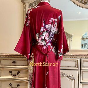 Women Plus Size Kimono Silky Satin Dressing Gown